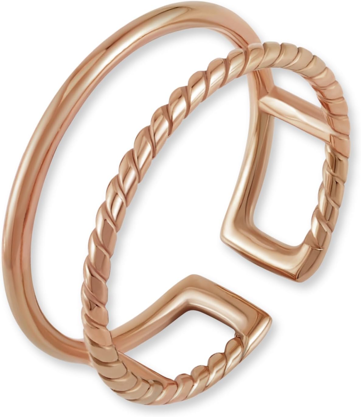 Thumbnail 6 de GD GOOD.designs EST. 2015 Bague pour femme ajustable en acier inoxydable, double anneau ouvert argent & or rose
