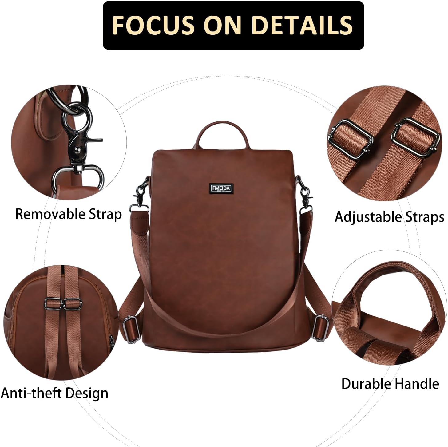 Thumbnail 4 de Fmeida Backpack Womens Anti Theft Rucksack 32cm