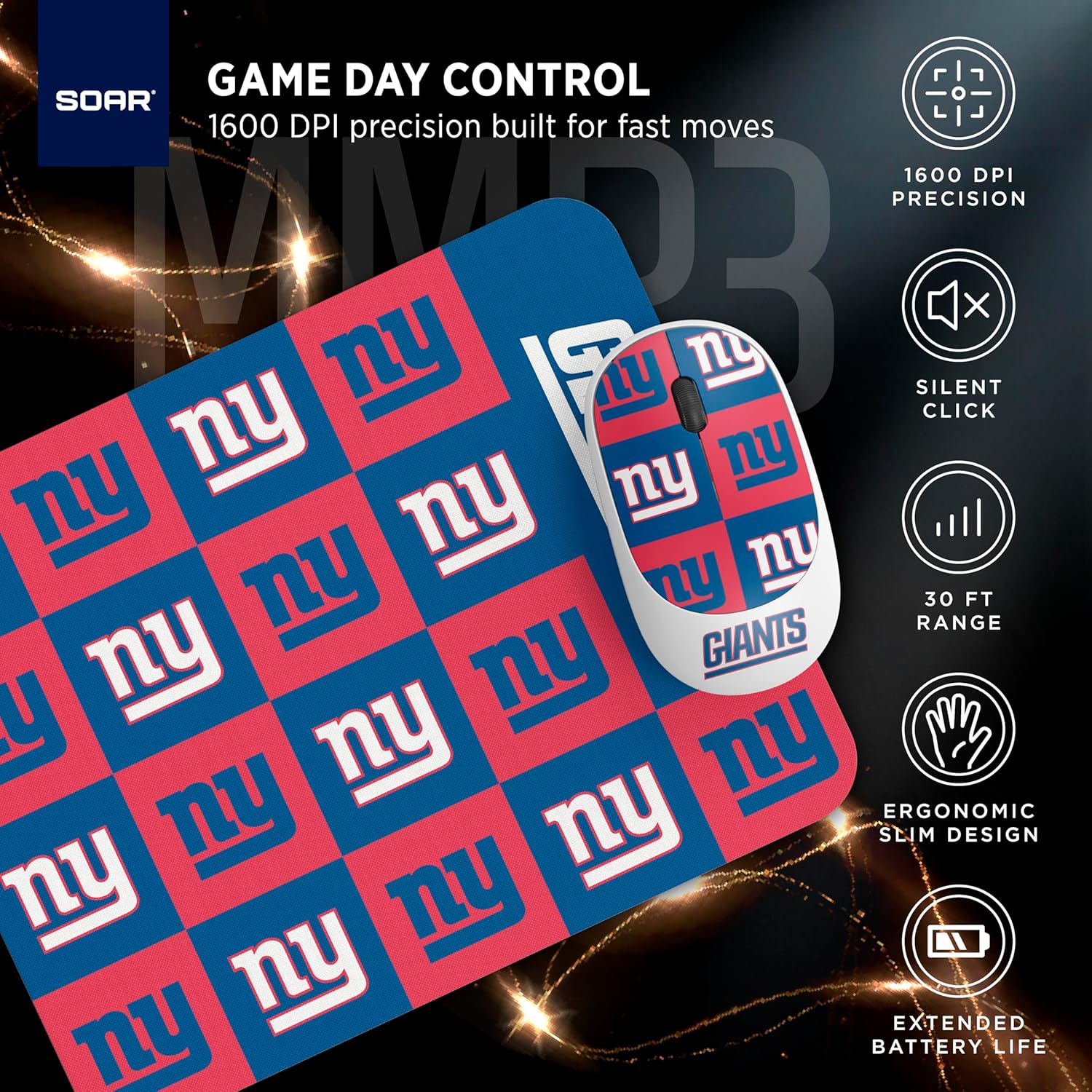 Detalle de SOAR NHL wireless mouse + compact mouse pad (4.21 x 2.32 in)