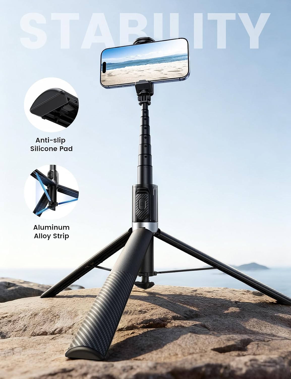 Detalle 2 de Lamicall Phone Tripod & Selfie Stick 65 in