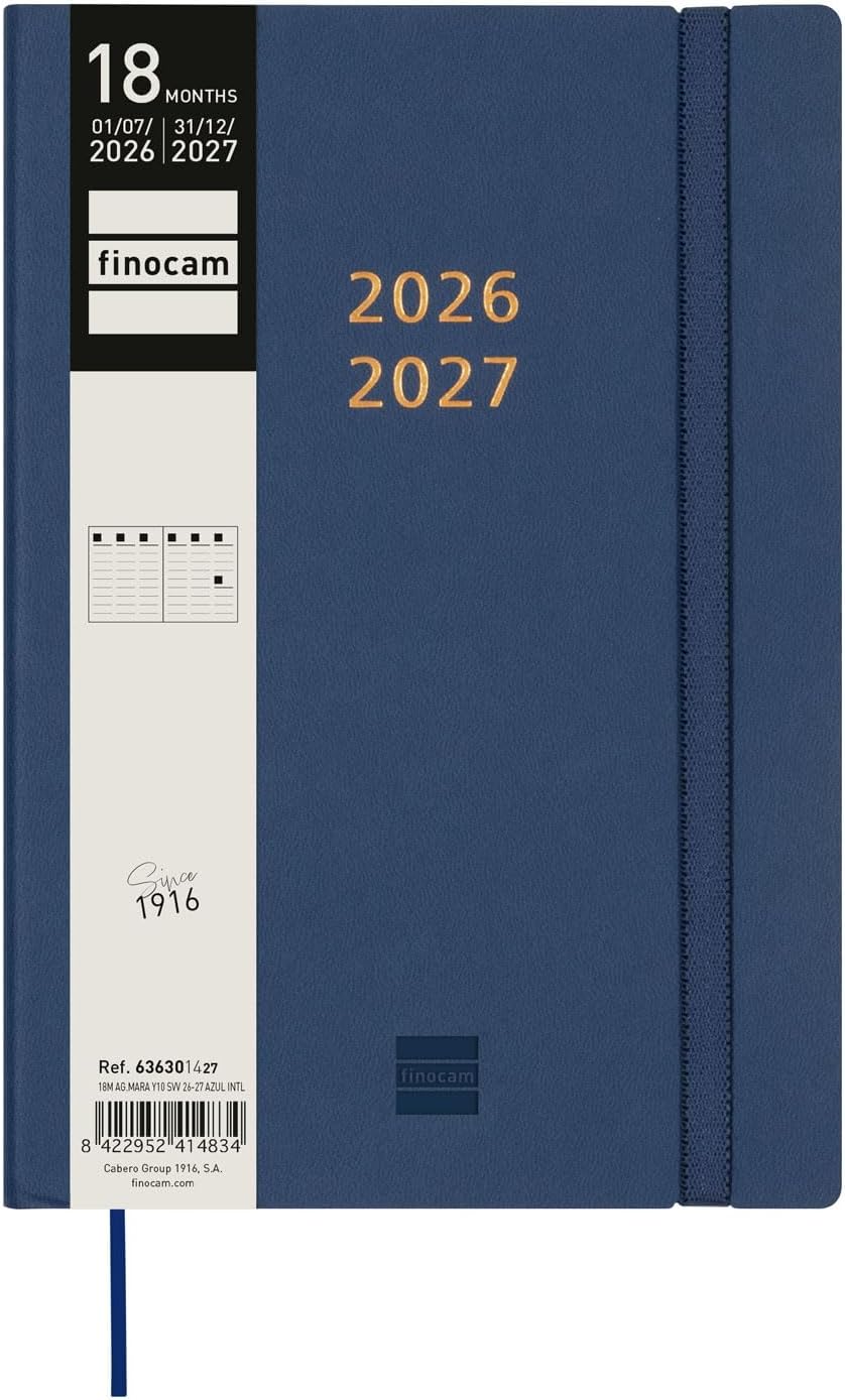 Detalle 2 de Finocam Mara Agenda 18 Mesi 2026-2027 | Layout Settimanale Verticale, Azzurro Interazionale