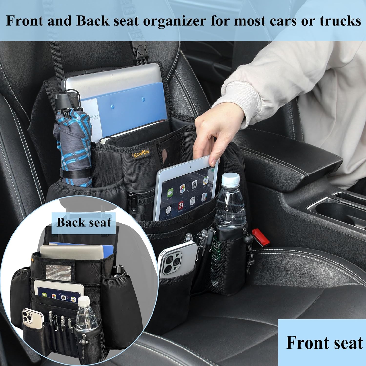 Detalle 2 de ECWKVN Car Front Seat Organizer 10-pocket