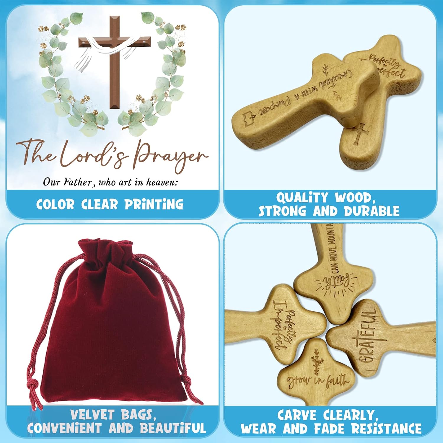 Thumbnail 3 de Wooden Pocket Crosses with Prayer Cards