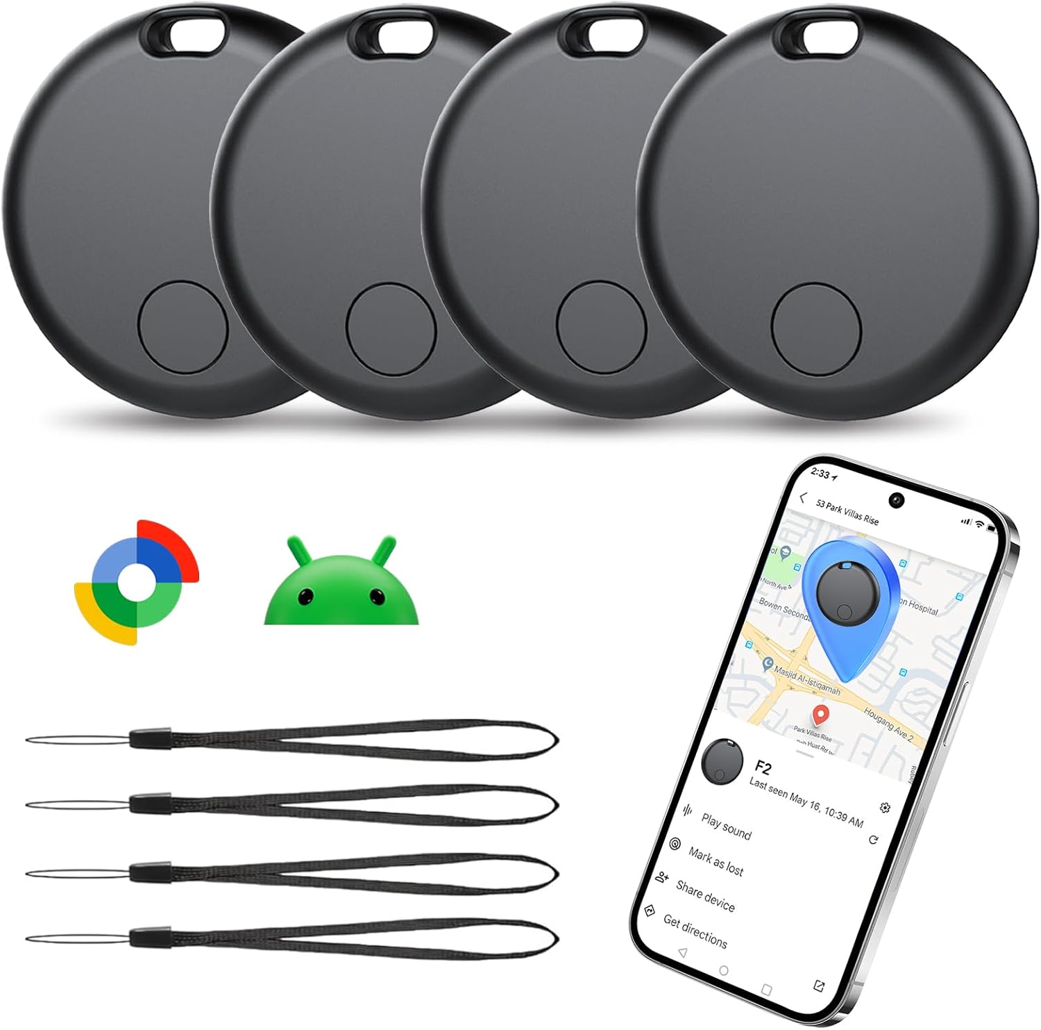 Imagen de 4 Pack Tracker Tags for Android: Key Finder & Item Locator (Not iOS or Huawei) en OfertitasTOP