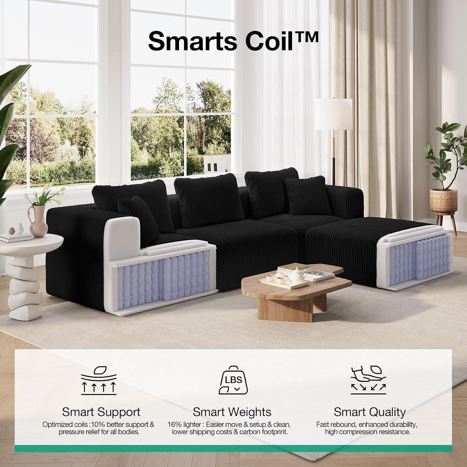 Detalle de Novilla Modular Loveseat Sofa 70.8