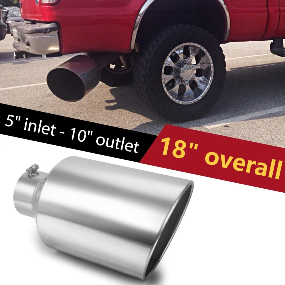 Thumbnail 5 de LCGP 5" Universal Diesel Exhaust Tip (10" Outlet, 18" Long) — Polished Stainless Steel, Bolt-On