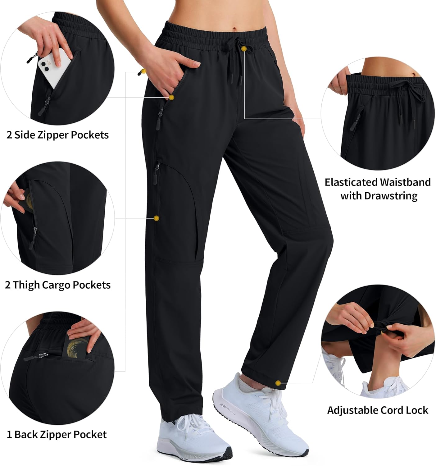 Thumbnail 4 de Hugut Women's Hiking Pants: Quick-Dry, Lightweight Cargo with UPF 50+ and Water-Resistant Pockets