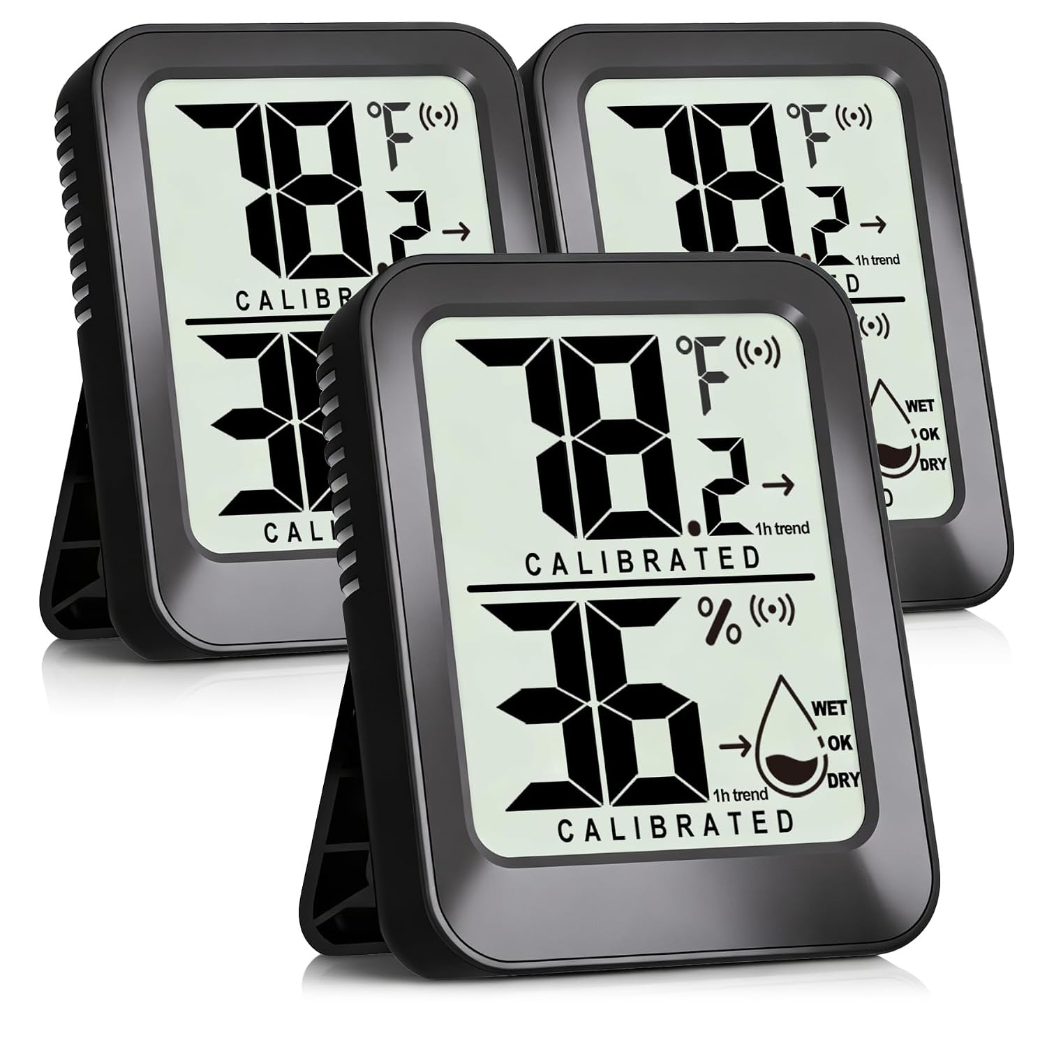 Detalle de AyayaBoss 3-Pack Indoor Thermometer Hygrometer with Trend and Stand