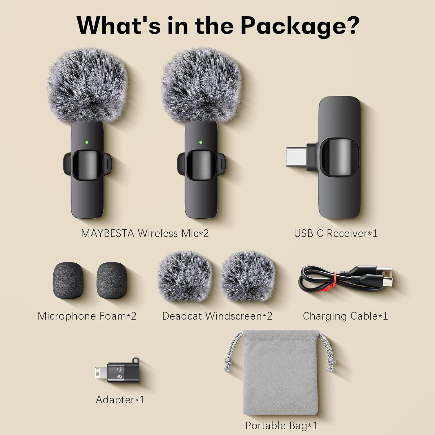 Thumbnail 6 de MAYBESTA WM351A Wireless Lavalier Microphone Kit with USB-C and Lightning Adapter