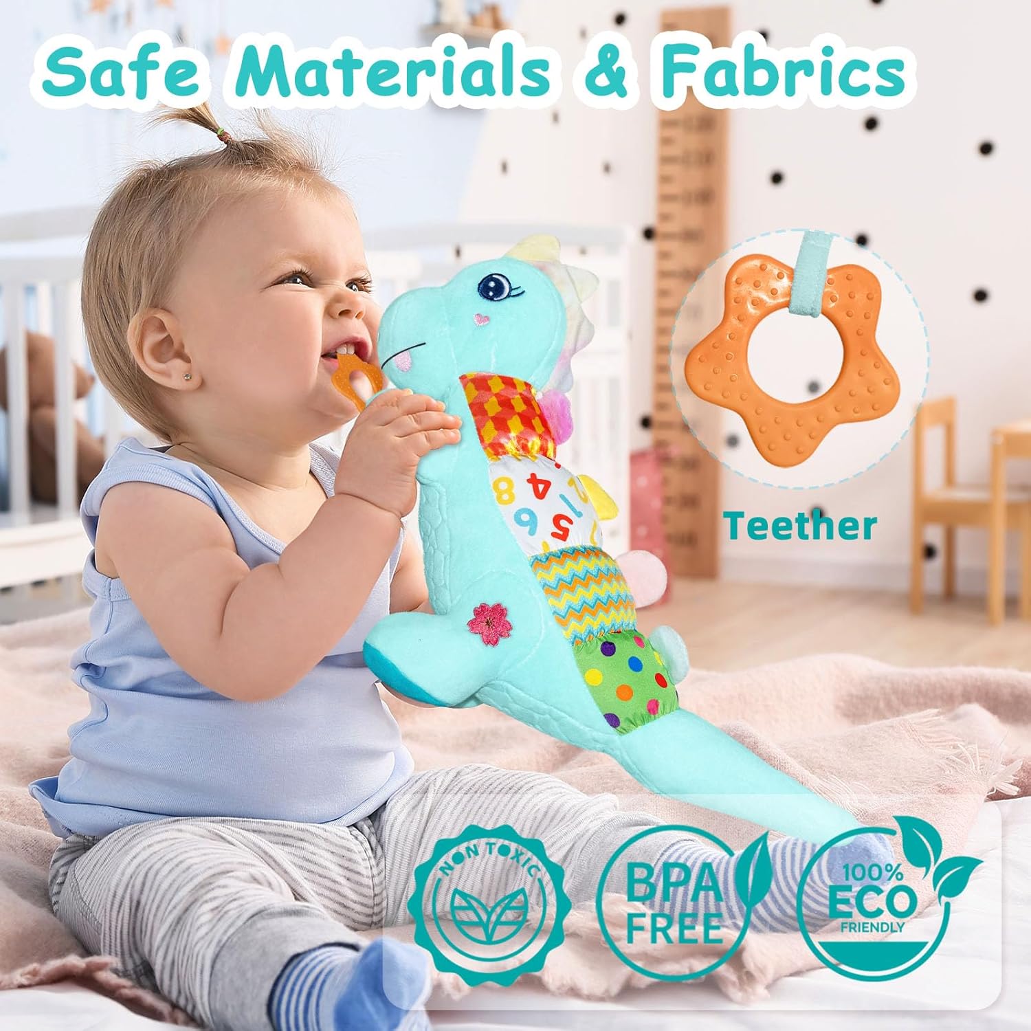 Detalle de Baby Dino Plush 5-in-1 Musical Dinosaur Toy for 0-12 Months