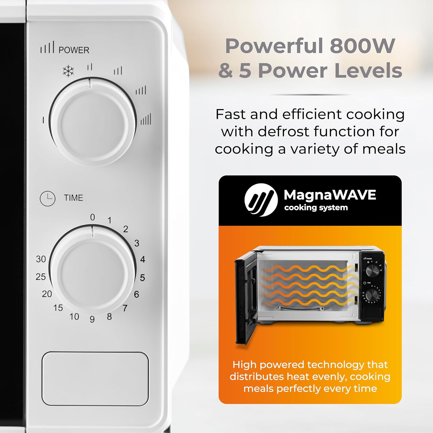 Detalle de Tower Manual 20 Litre 800W Microwave (Dial Controls) – T24044WHT