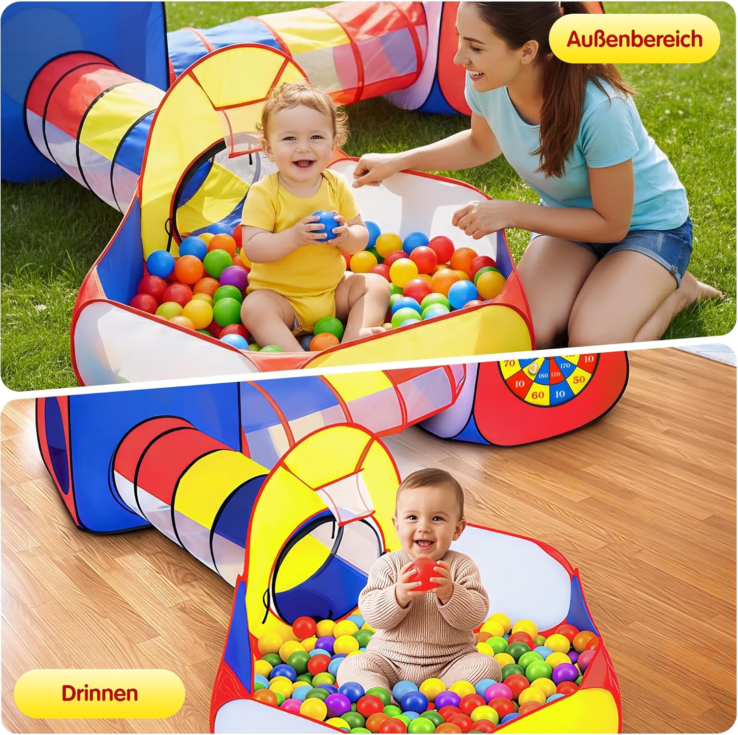 Thumbnail 3 de all Kids United® Spielzelt mit Tunnel & Bällebad (ohne Bälle) – XXL Spielland 5-teiliges Pop-Up Spiel-Haus mit Tasche