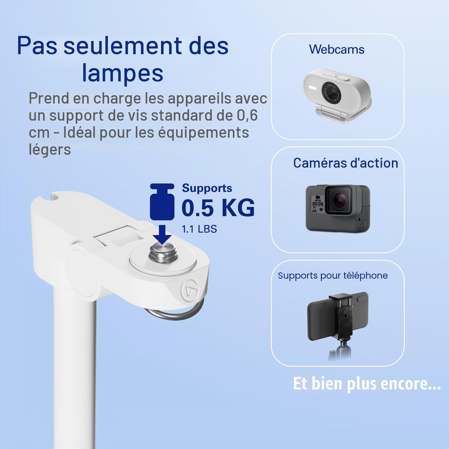 Detalle de Elgato Stand pour Key Light Neo – Support de Bureau robuste et ajustable avec base lestée