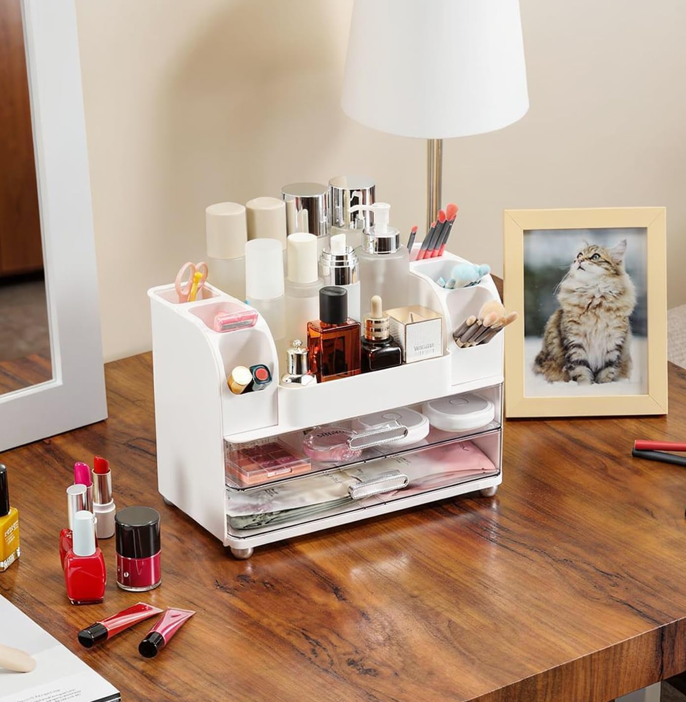 Thumbnail 3 de Dozesheep Large Makeup Organizer Countertop with Drawers in White