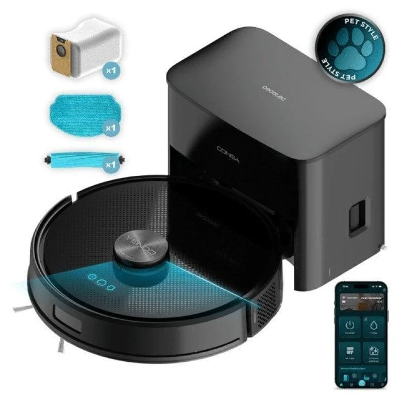 Detalle de Robot Aspirador Cecotec Conga Y50 con Navegación Láser, 5000 Pa, Base Autovaciado y WiFi