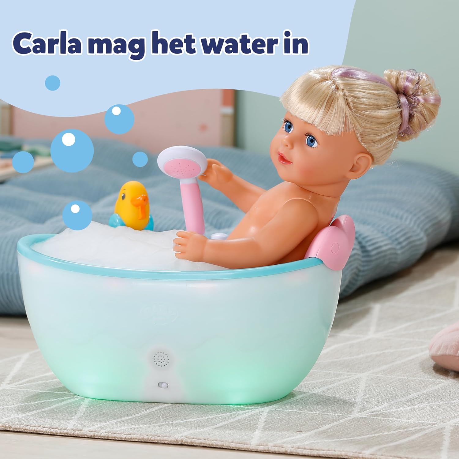 Detalle de BABY born Carla 43 cm stylingpop met lang blond haar en 7 accessoires