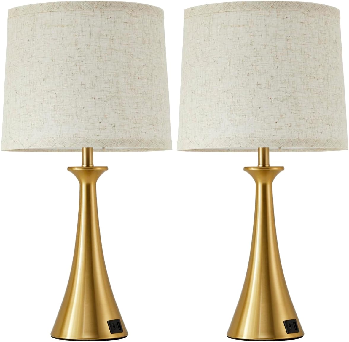 Thumbnail 6 de Hikczc H-2T-139-B Touch Table Lamps, Set of 2, Gold with USB-C/A
