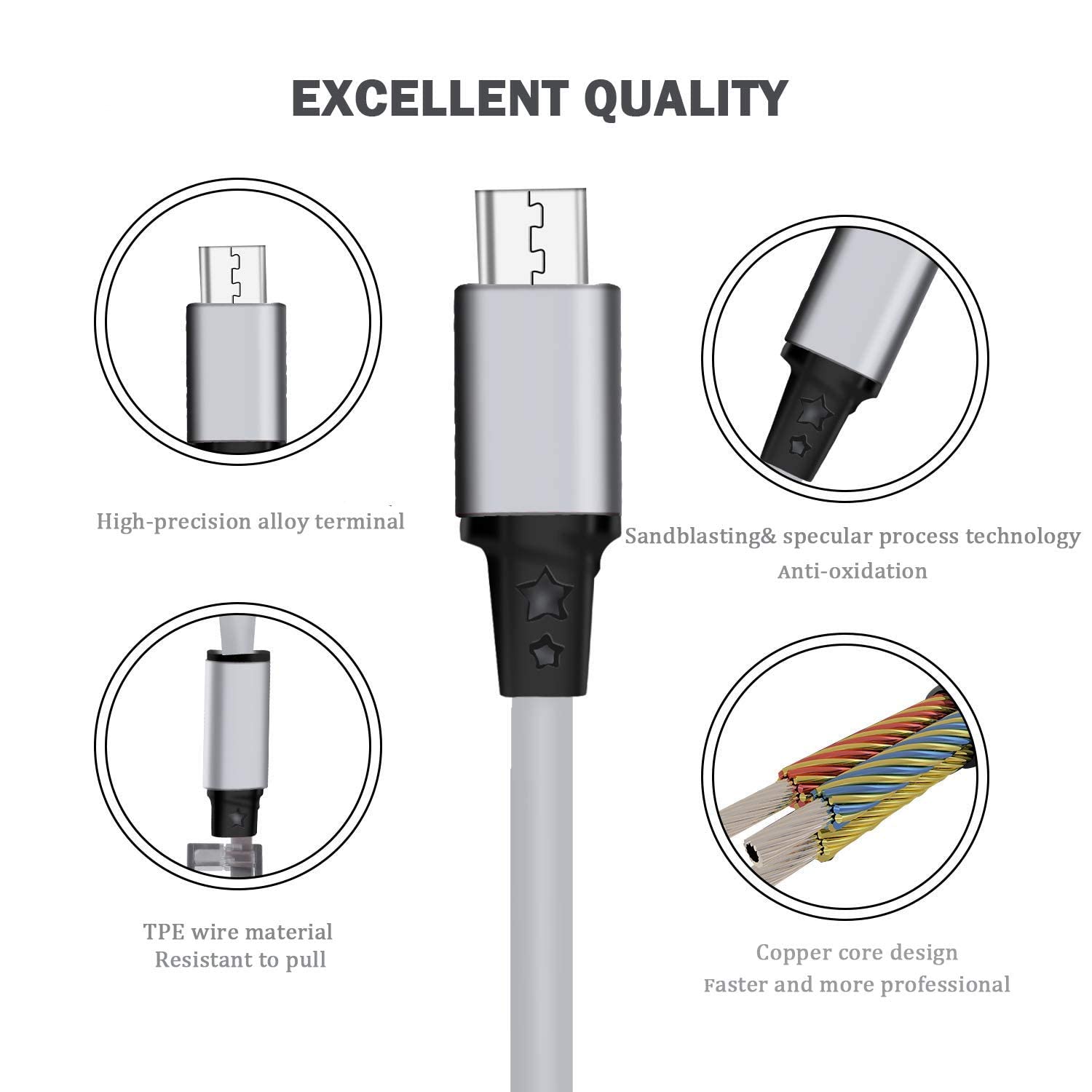 Thumbnail 3 de Amuvec Multi Retractable 3-in-1 Charging Cable (3A, 1m, 2 Pack) with iP/Micro USB/Type-C connectors