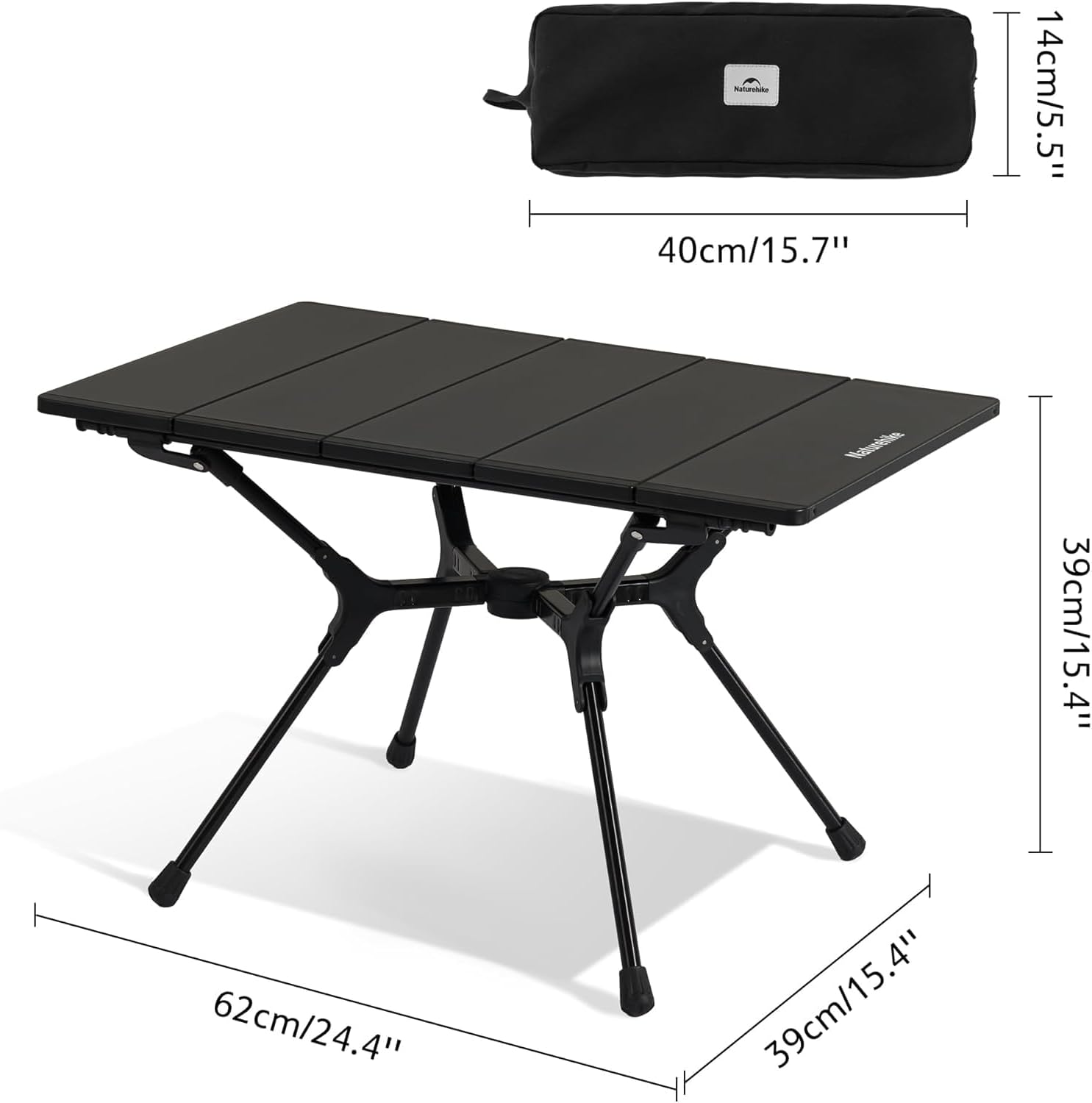 Detalle de Naturehike 6977465867100 campingbord i aluminium, hopfällbart med pulverlackerad skiva