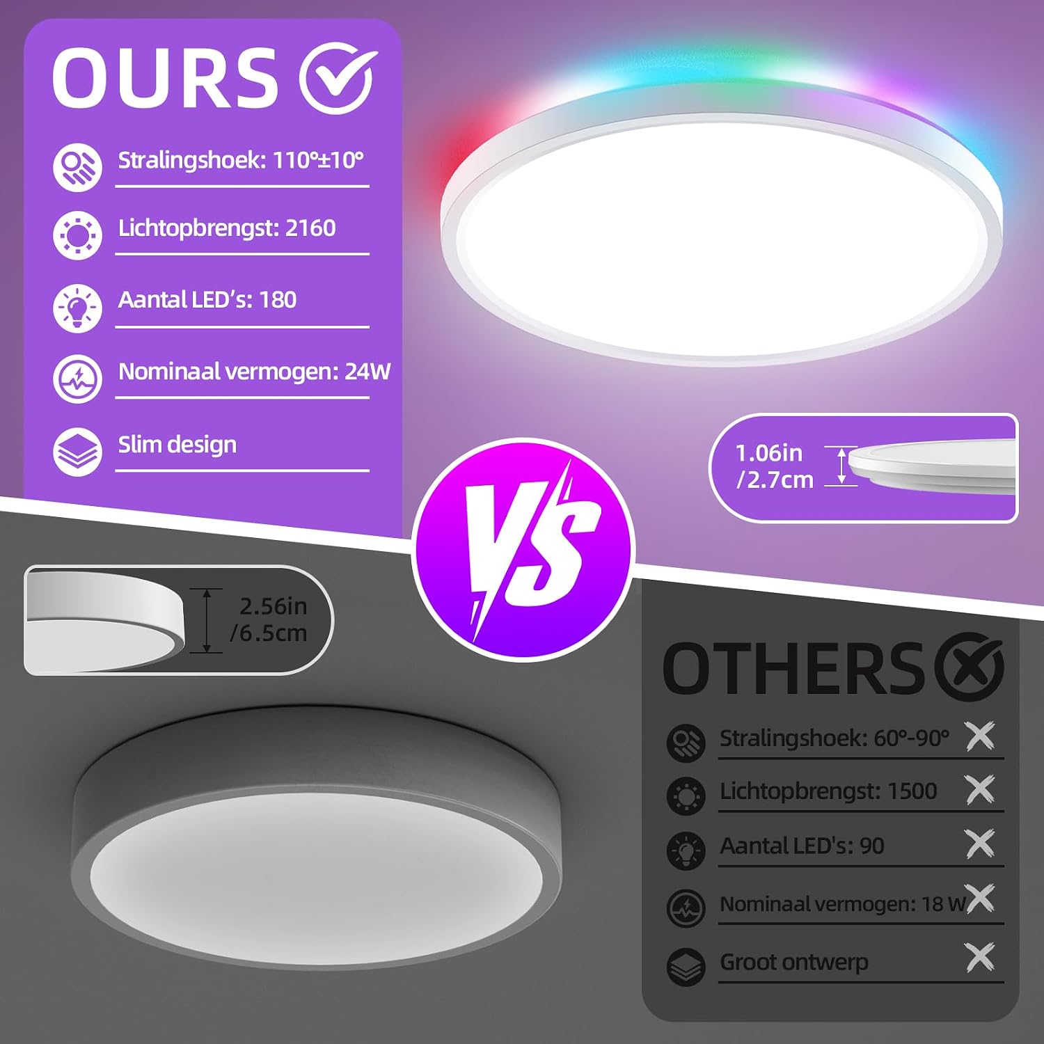 Thumbnail 3 de Taipow YLXDD420-S24W-01 LED-plafondlamp, dimbaar, 7 RGB-kleuren, Ø30 cm