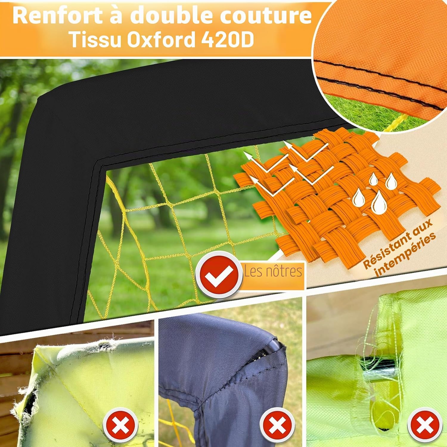 Detalle de Happy Jump But de Football Pop-Up Pliable – 1 ou 2 buts, 213 x 152 cm