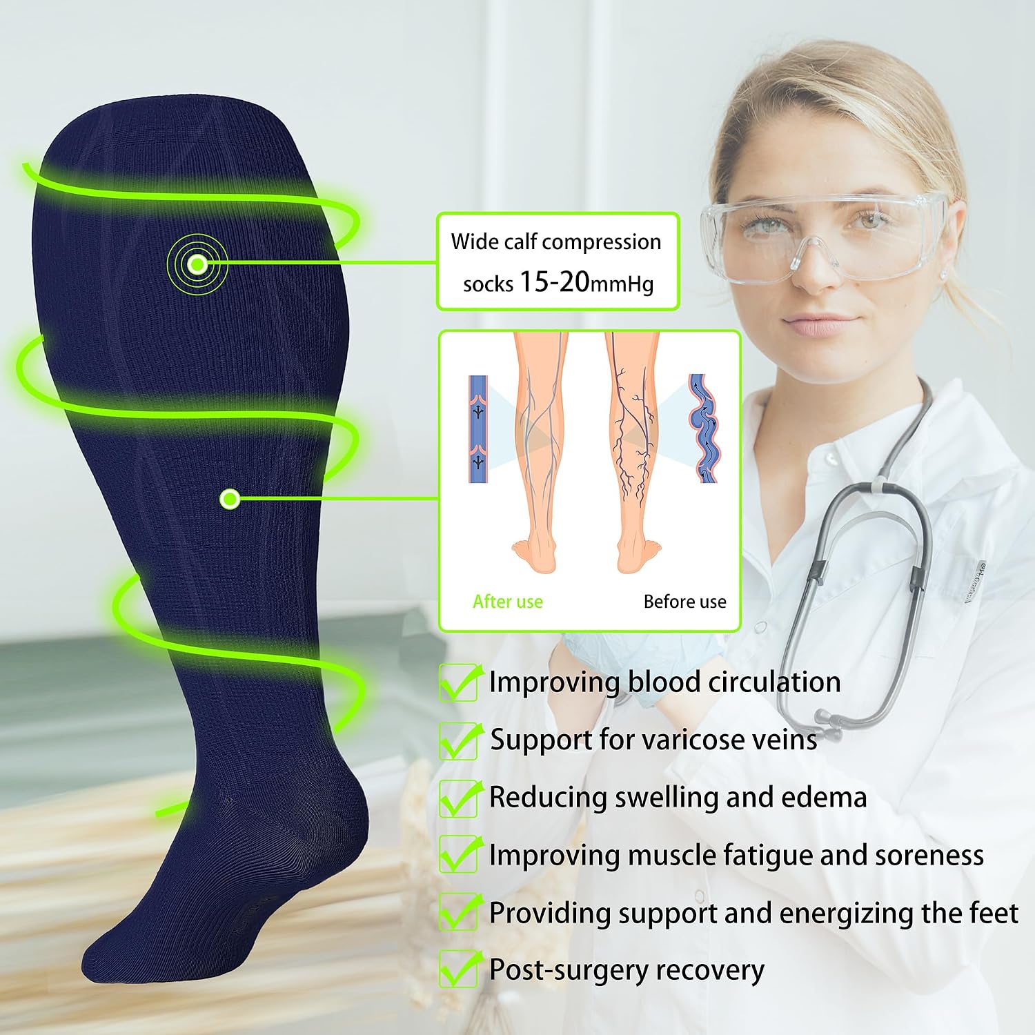 Detalle 1 de LEVSOX Compression Socks, 15-20 mmHg