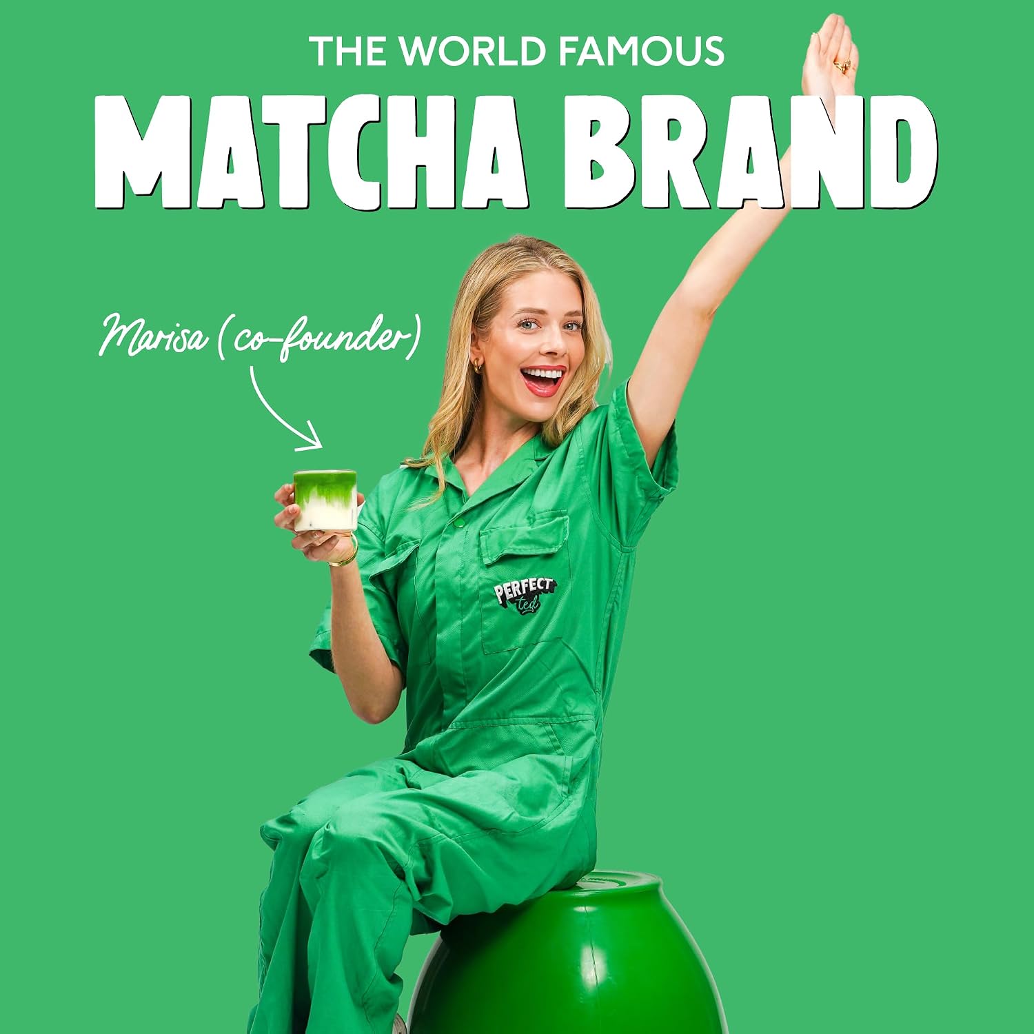 Detalle de PerfectTed Vanilla Matcha Latte RTD – Ceremonial Grade Matcha, 24 x 250ml, Dairy-Free & Gluten-Free