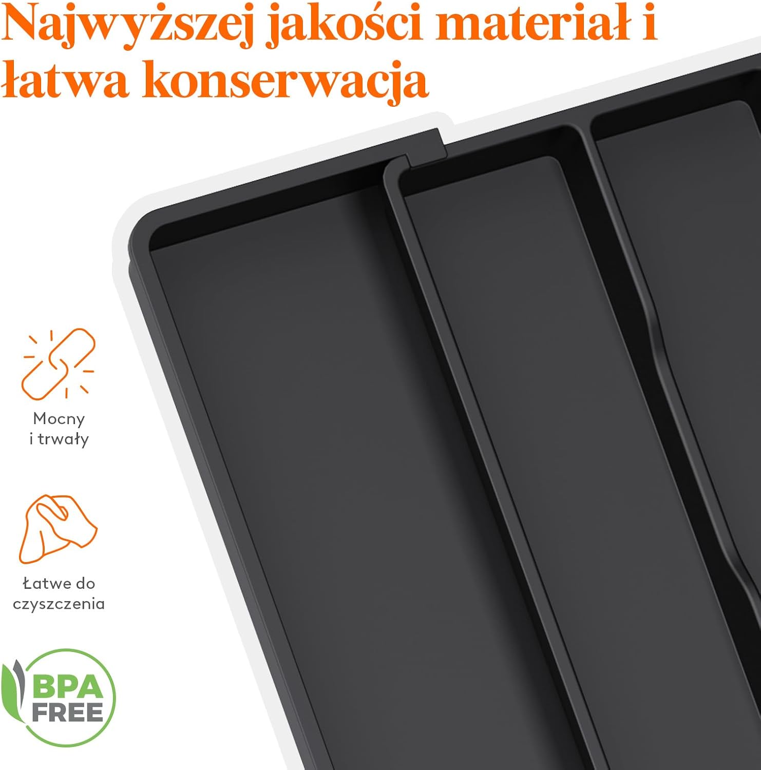 Detalle de Lifewit LH23077.01BL.V1.M01 – rozszerzany organizer do szuflady, 5 przegród, czarny