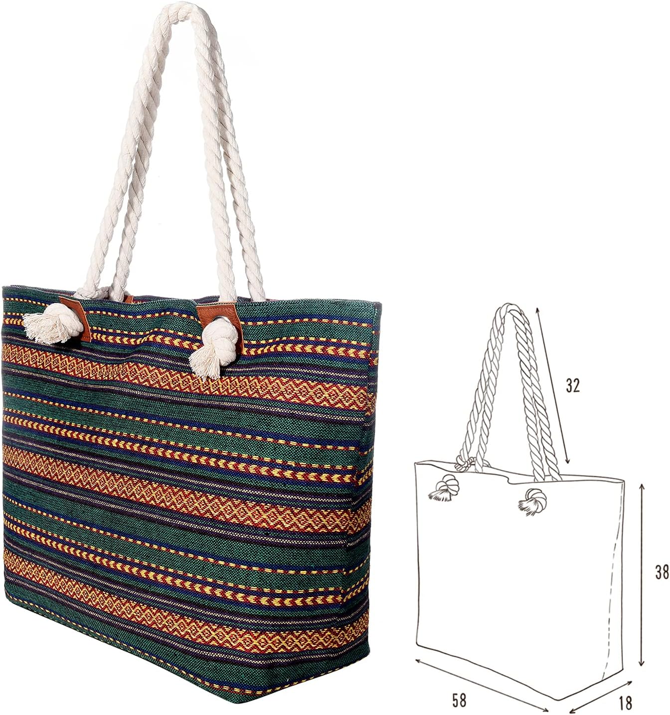 Thumbnail 3 de MASADA Badetasche XXL Familie Strandtasche mit Reißverschluss – große Beach bag im Ethno-Look