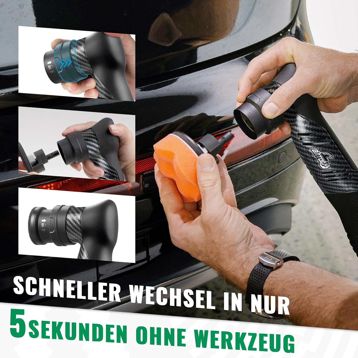 Detalle de BATOCA S5 Mini Poliermaschine – 2-in-1 Akku-Poliermaschine mit Rotations- und Exzenterfunktion
