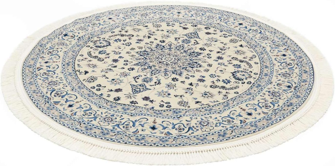 Thumbnail 2 de RugVista Nain Emilia Round Rug, Ø 150 cm, Cream White and Blue