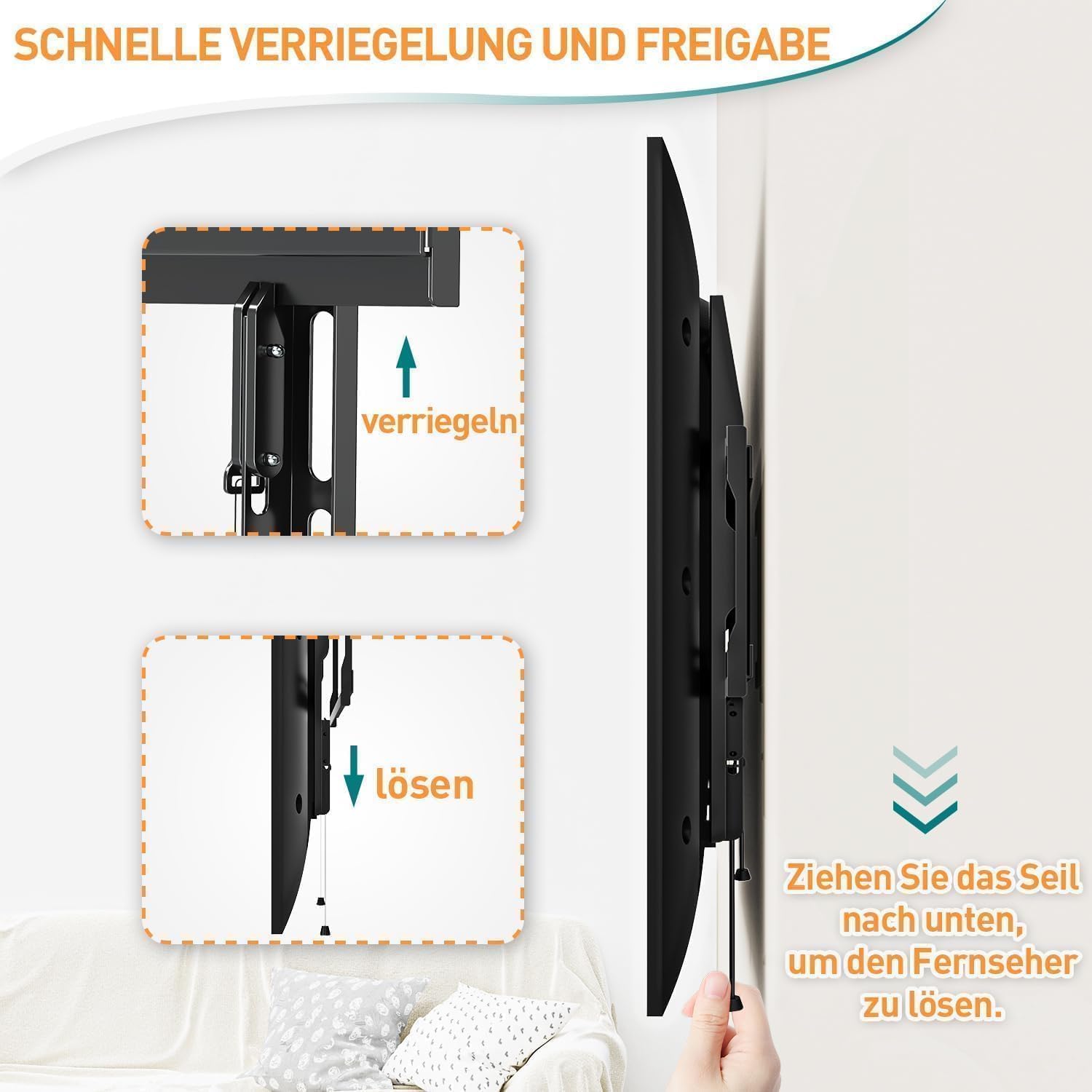 Thumbnail 2 de ELIVED EV3035 feste TV-Wandhalterung (Ultra Slim) für 26–60 Zoll, VESA bis 400x400, bis 45 kg