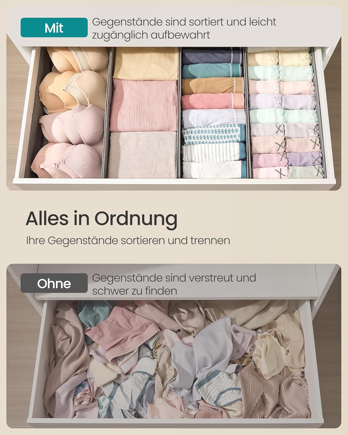 Thumbnail 3 de SONGMICS Unterwäsche-Organizer 50 x 22 x 10 cm 🧺