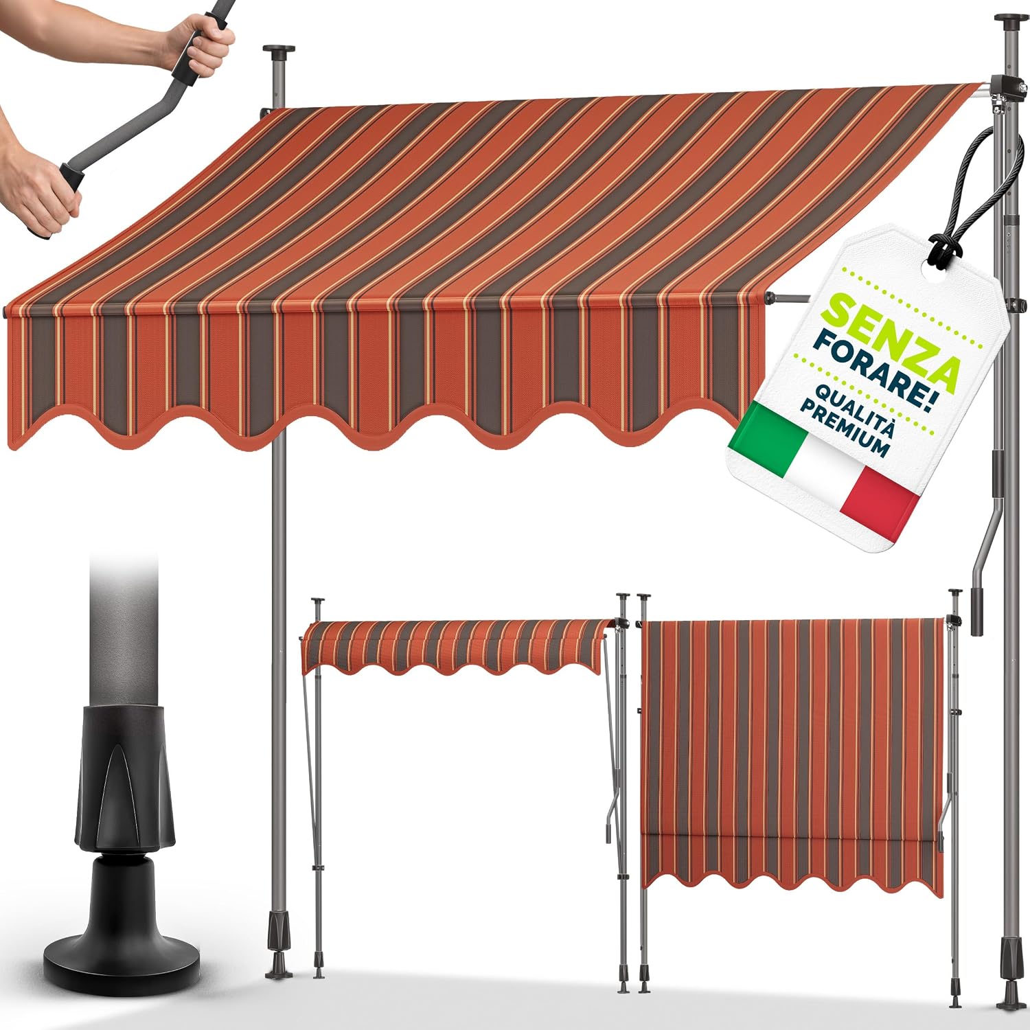 Detalle de Tillvex Tenda da Sole a Bracci con Manovella: protezione solare esterna facile da montare, regolabile e resistente