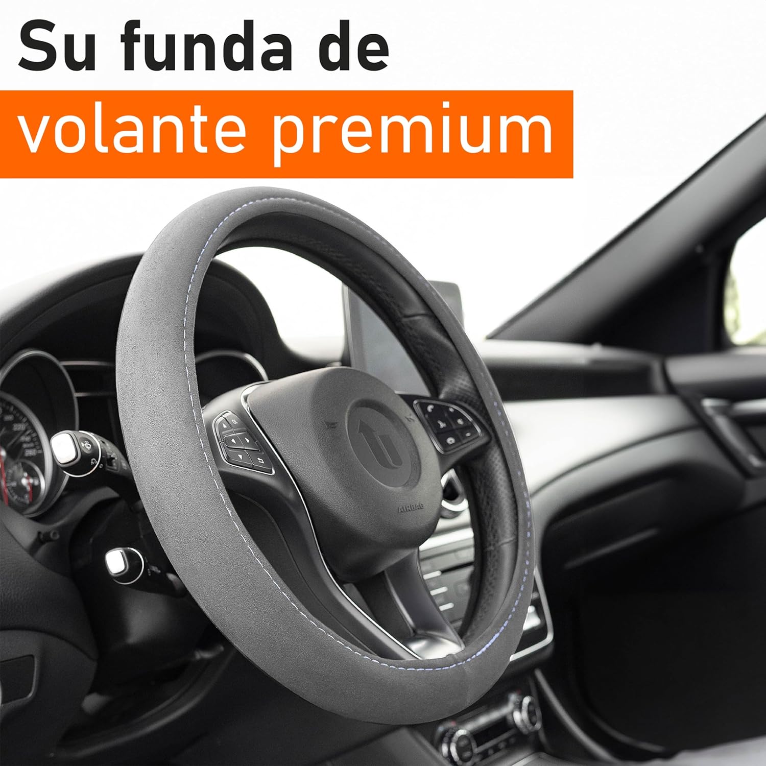 Detalle 2 de Upgrade4cars Funda Volante Coche Gris 37-39 cm