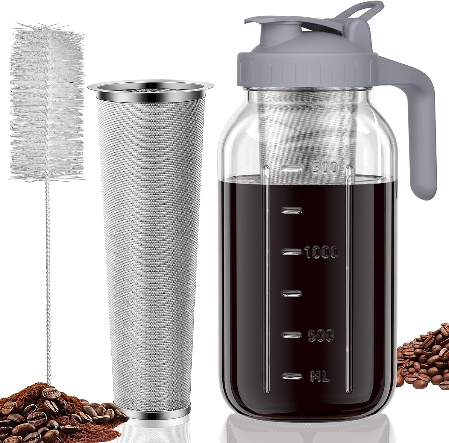 Detalle de JunVpic 64oz Cold Brew Pitcher with Ultra-Fine Stainless Steel Filter