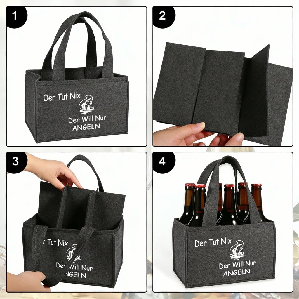Detalle de Senken Angeln Geschenke für Männer – Biertragetasche aus Filz, 6 Flaschen, personalisiert