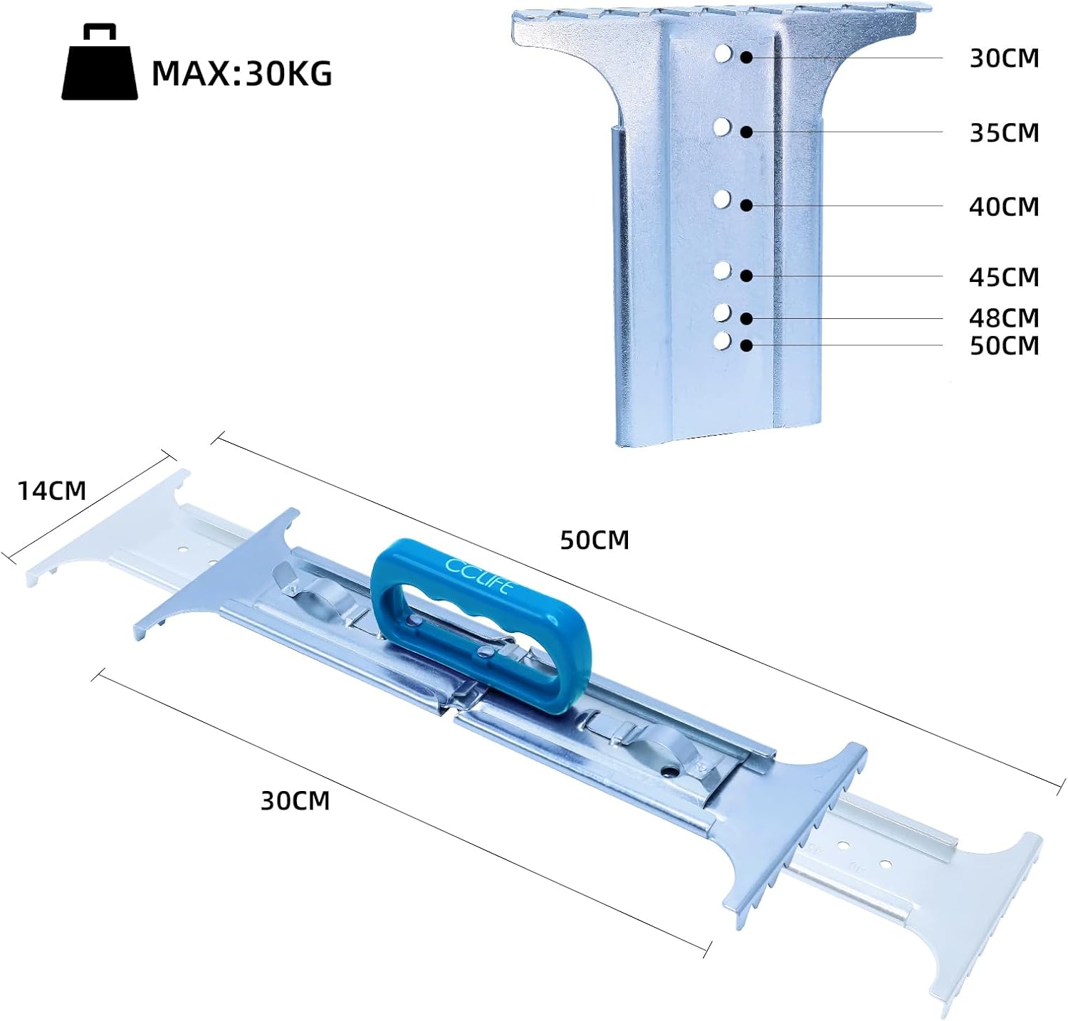 Thumbnail 1 de CCLIFE Plattenheber Fliesenheber 6-stufig verstellbar 30–50 cm, Tragkraft bis 30 kg