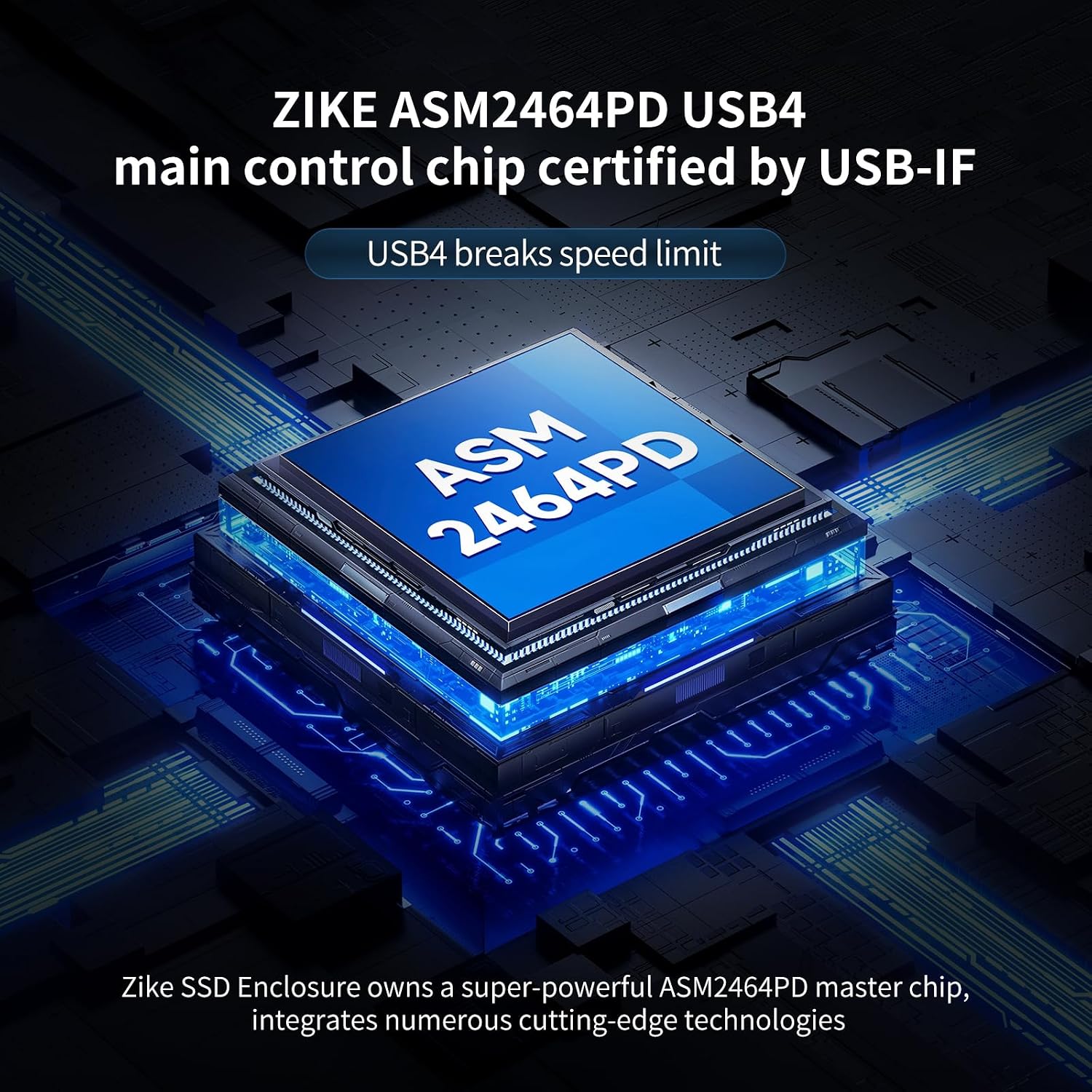 Detalle de ZIKE USB4 M.2 NVMe SSD Gehäuse Z666 (40 Gbit/s) für 2280 M-Key, Thunderbolt 4 kompatibel