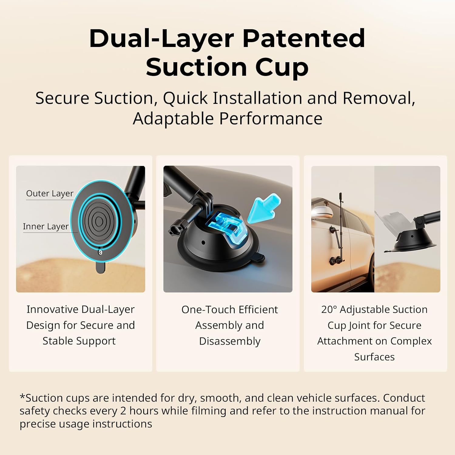 Thumbnail 4 de SmallRig Car Mount for Insta360 X4/X3 with Double-Layer Suction Cup and Telescopic Rod