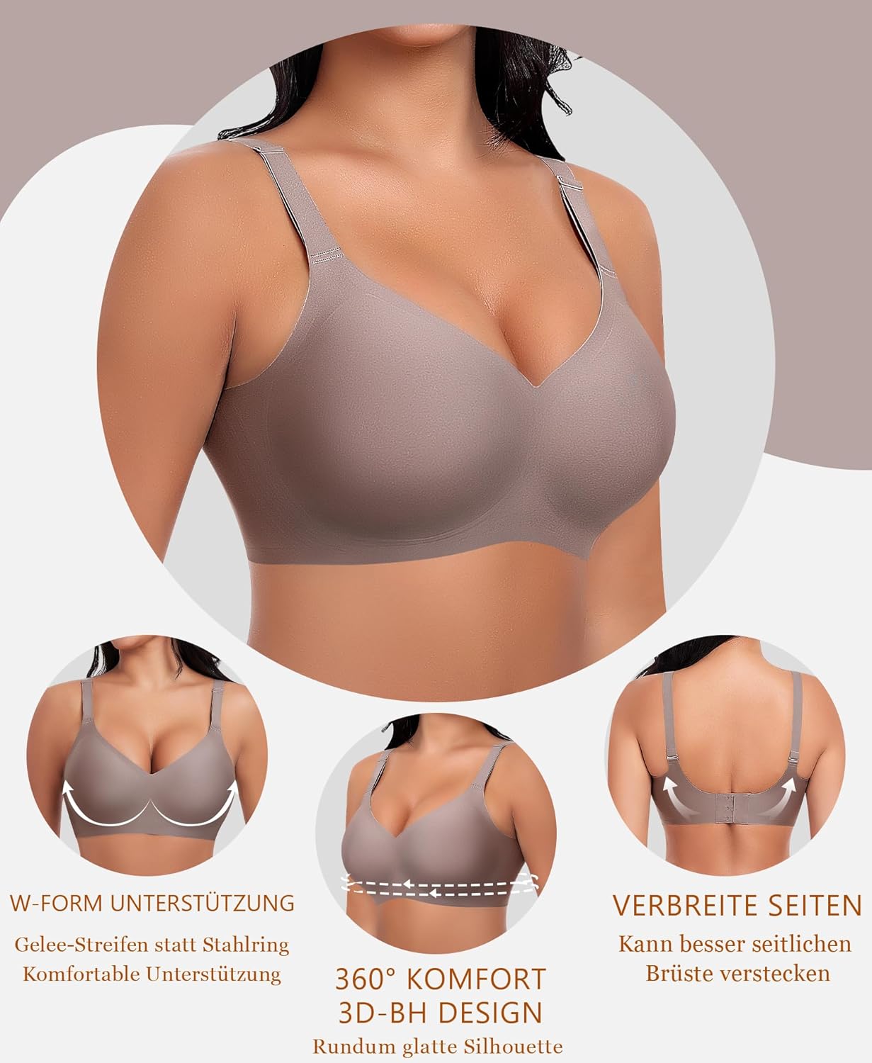 Thumbnail 3 de Nahtloser Damen BH ohne Bügel mit Tiefem V-Ausschnitt – weiches Bralette Soft Bra Bustier
