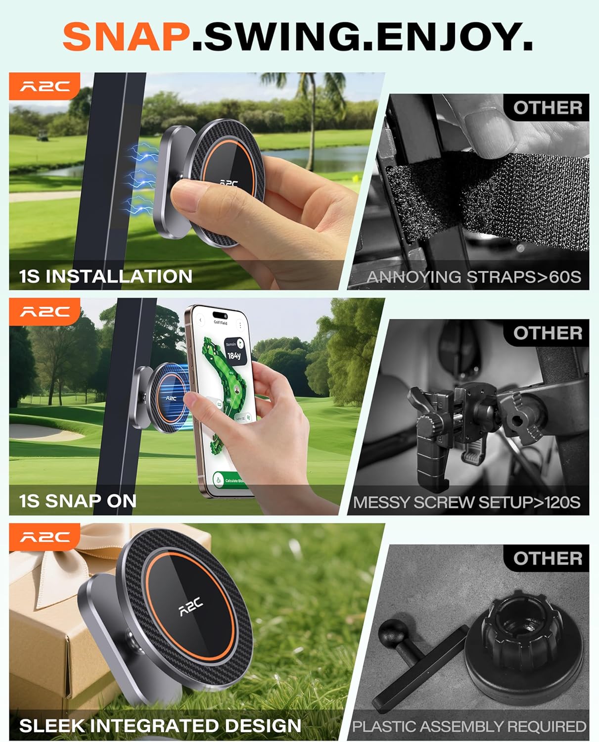 Thumbnail 2 de A2C Alloy Magnetic Golf Cart Phone Holder