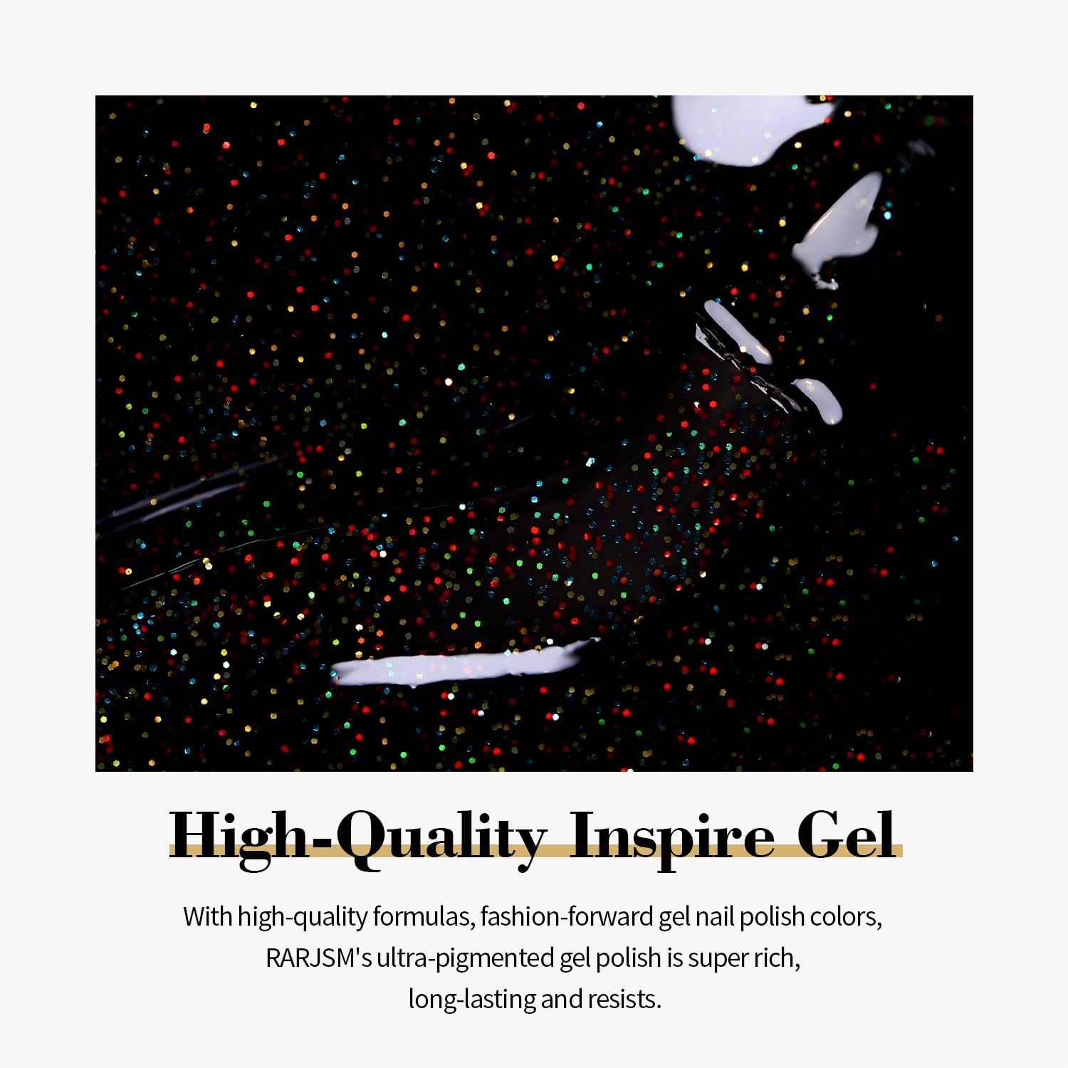 Thumbnail 4 de RARJSM Black Glitter Gel Nail Polish, Iridescent Chunky Shimmer, 15ml