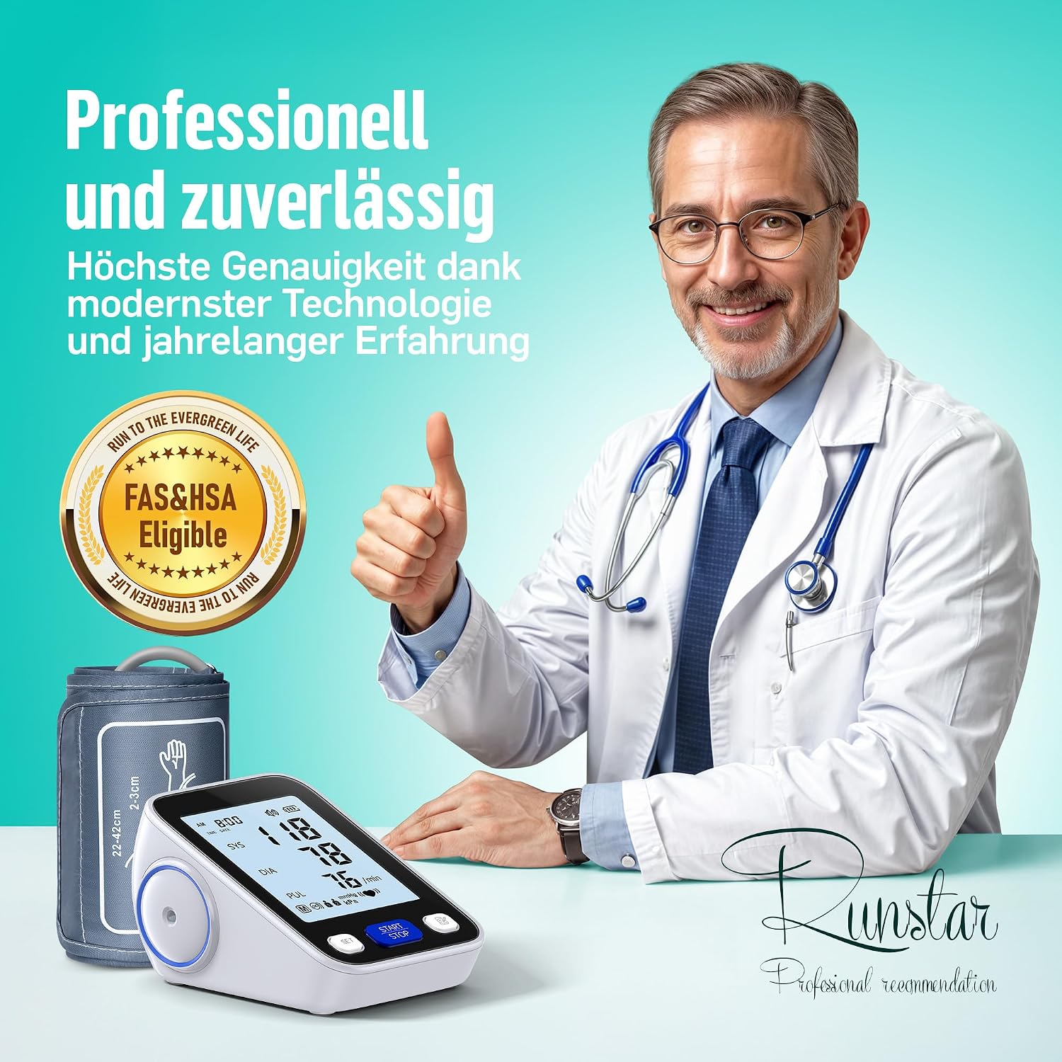 Thumbnail 2 de RunStar Blutdruckmessgerät Oberarm 22–42 cm