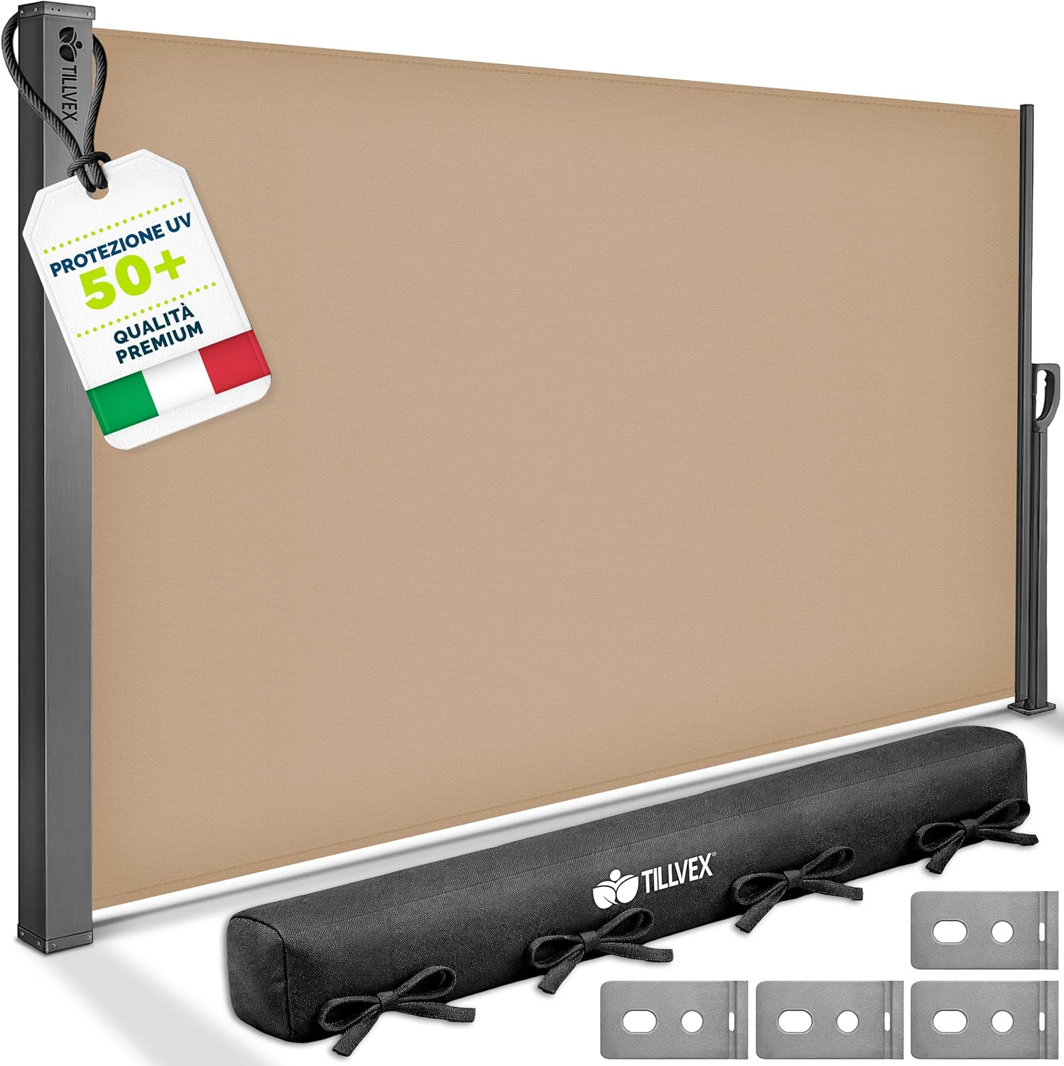 tillvex® tenda laterale estensibile e oscurante 160 x 300 cm con copertura antipoggia