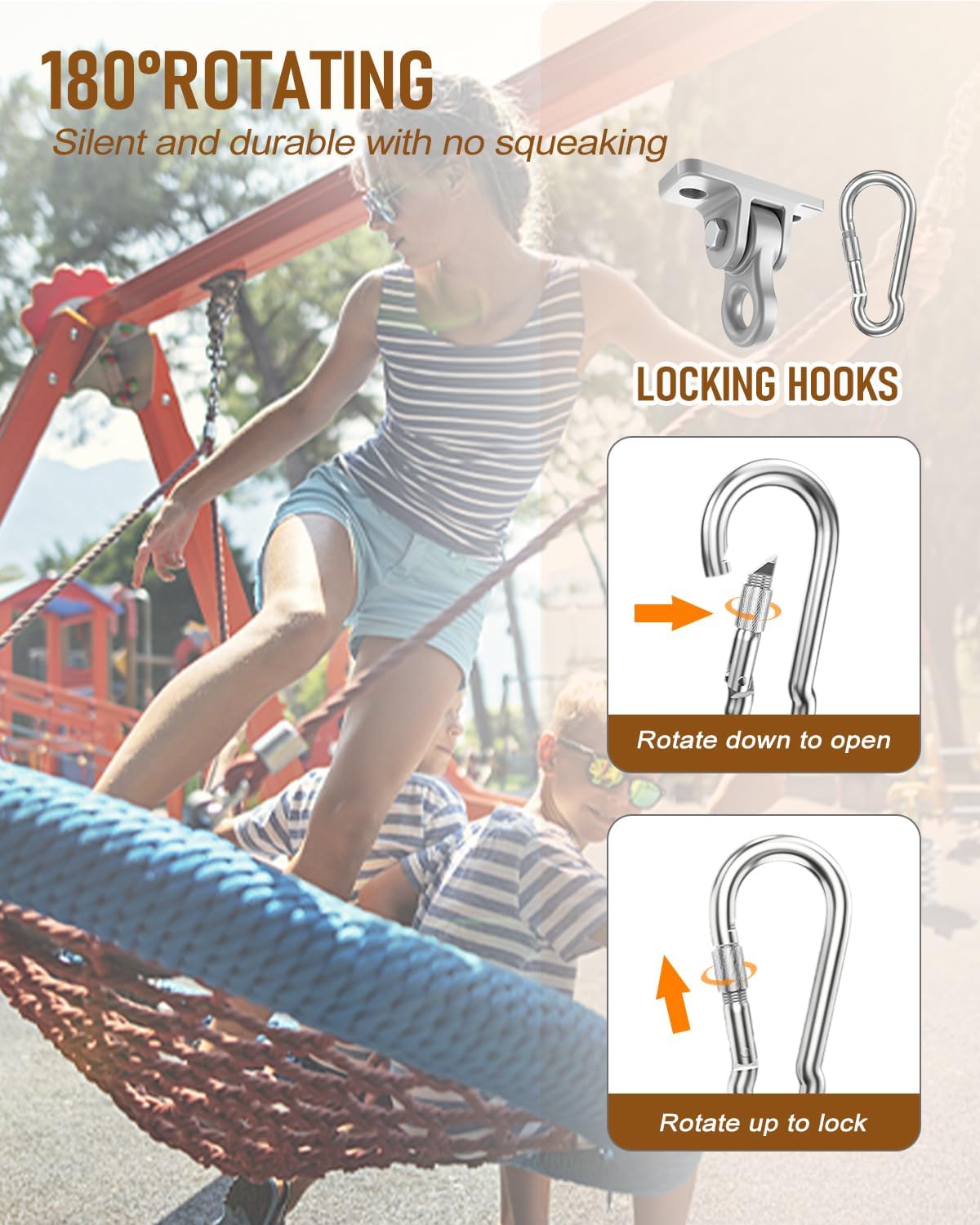 Thumbnail 5 de Heavy Duty Porch Swing Hangers Kit: Aluminum Alloy Swivel Hangers with 5000-lb Capacity (8 Pack)