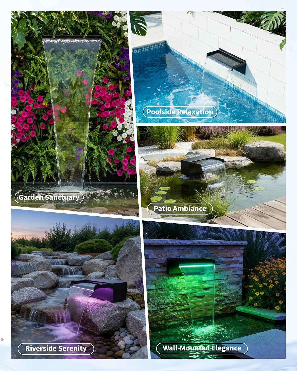 Thumbnail 1 de POPOSOAP 8" Pond Waterfall Spillway Filter Kit with LED Lights (8-inch, 304 Stainless Steel)