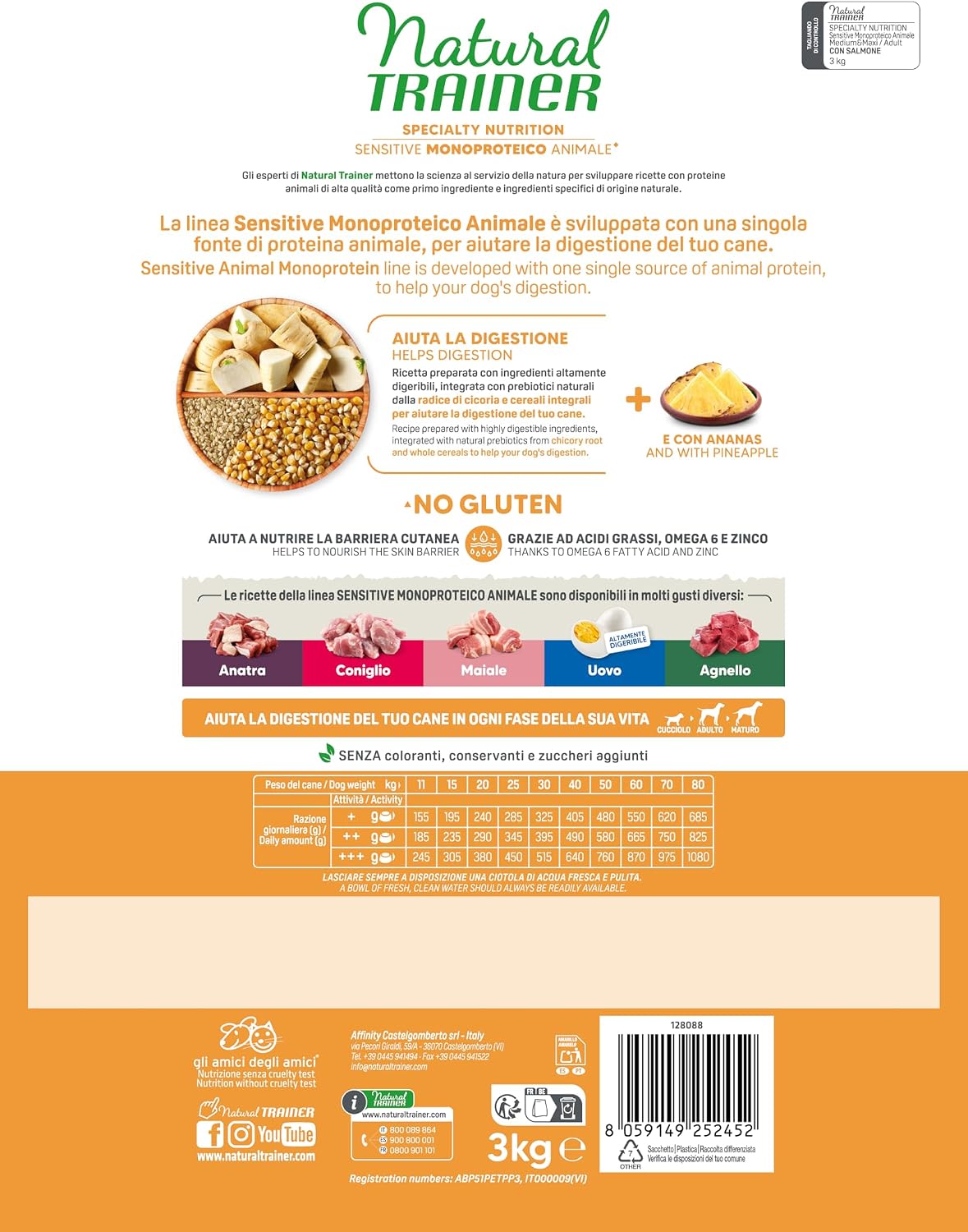 Detalle de Natural Trainer Sensitive Hundefutter 3 kg