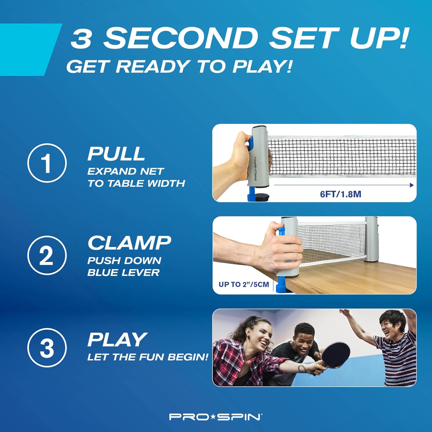 Detalle 2 de PRO-SPIN Portable Table Tennis Set 72