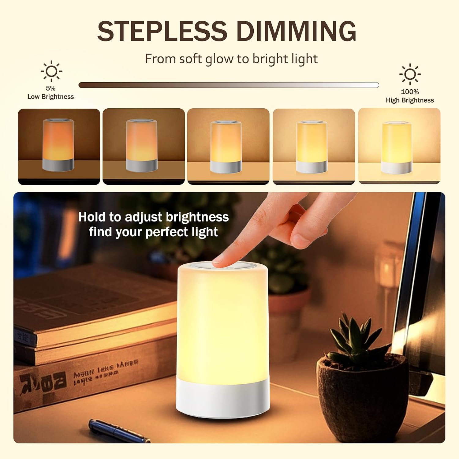 Thumbnail 2 de G Keni Nursery Night Light for Baby: USB rechargeable, dimmable with memory, warm LED for bedtime